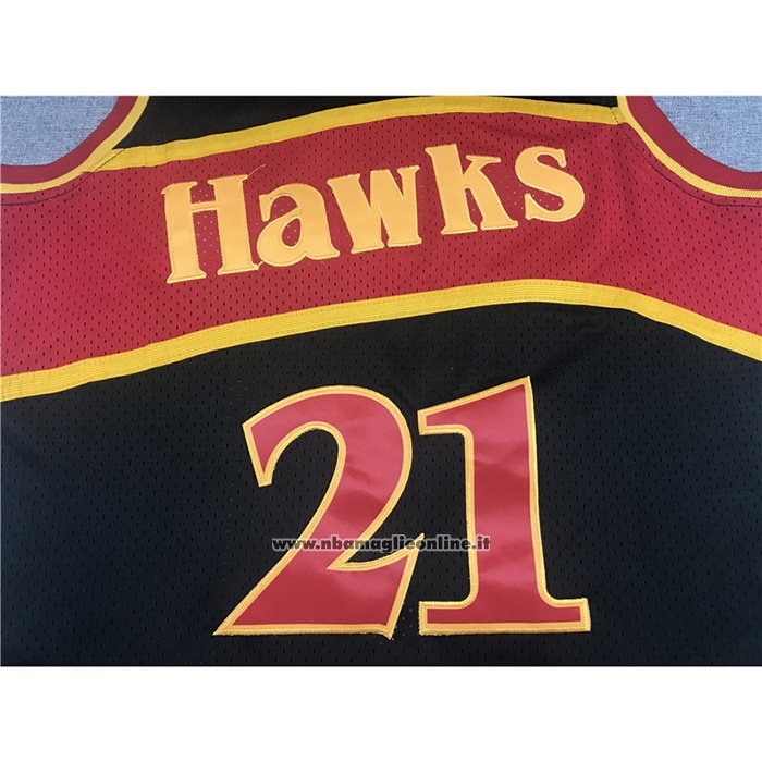 Maglia Atlanta Hawks Dominique Wilkins #21 Mitchell & Ness 1986-87 Nero